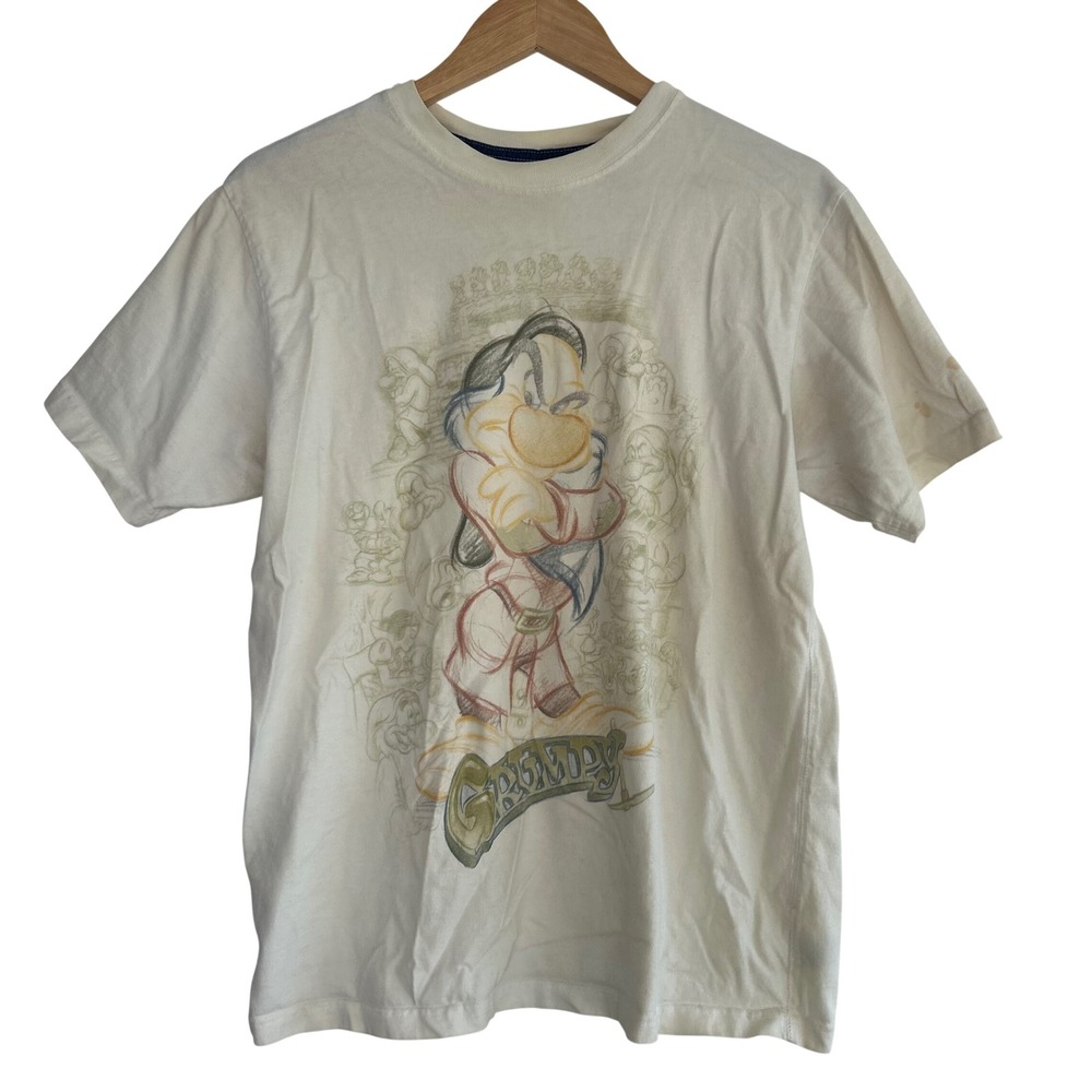 Disney Store Studio Collection Grumpy Graphic T-Shirt‎ Cream Sketch